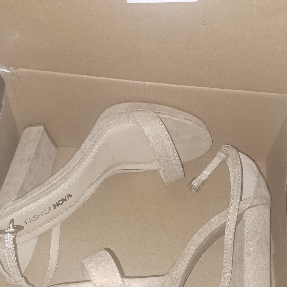 Fashion Nova Beige Strappy Heels